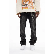 Gunzinii studded flare fit wax coated denim - DENIM