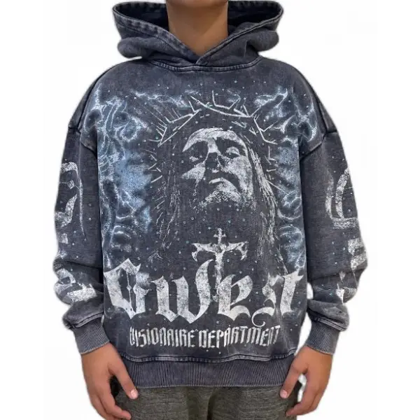 Gwest complicated rhinestone hoodie - SMALL / BLUE - HOODIE