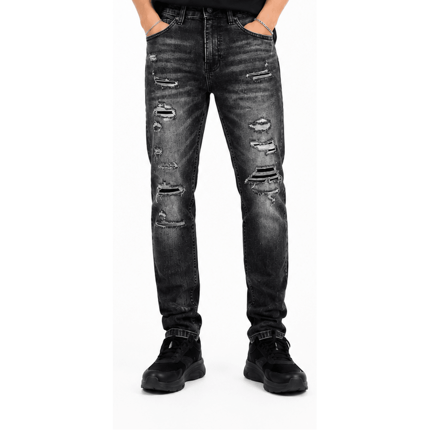 M.society slim straight fit rip and repair denim... - DENIM - Cityswagusa.com
