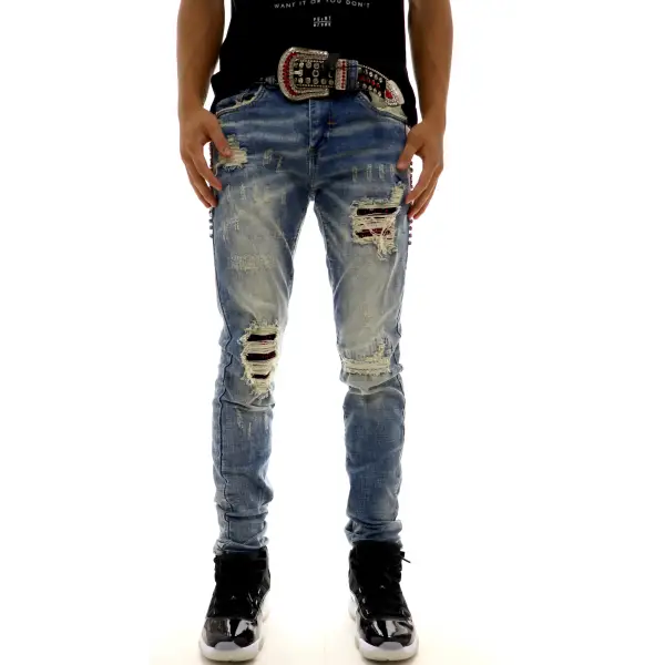 Industrial Indigo Woven Belt Denim - ECtrendsetters