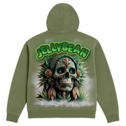 Jellybean tribal lady zip up hoodie - LARGE / OLIVE - HOODIE