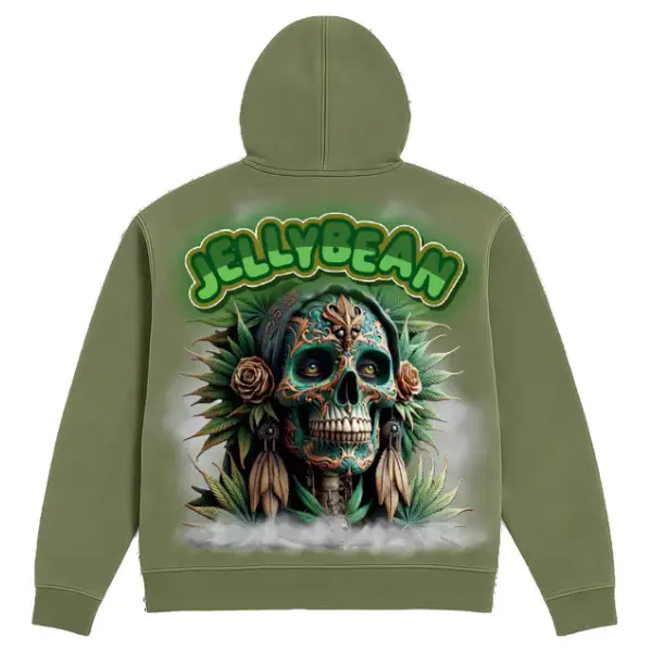 Jellybean tribal lady zip up hoodie - LARGE / OLIVE - HOODIE