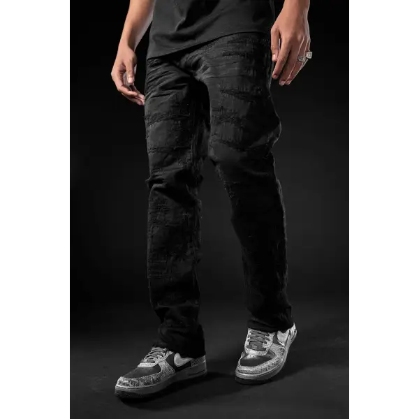 Jordan craig heavy distressed aaron fit denim - DENIM