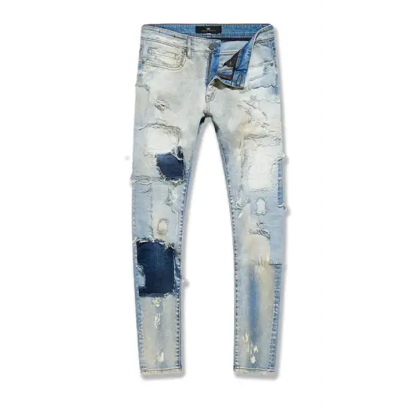 Jordan craig patchwork teared denim - DENIM