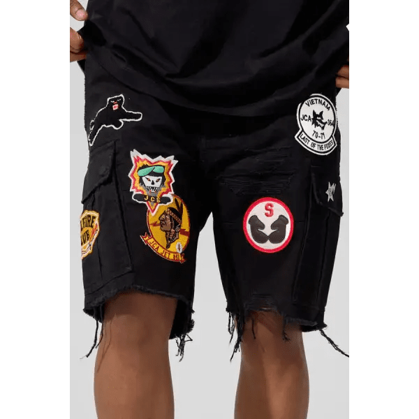 Jordan Craig retro war angels patch cargo shorts by JORDAN CRAIG