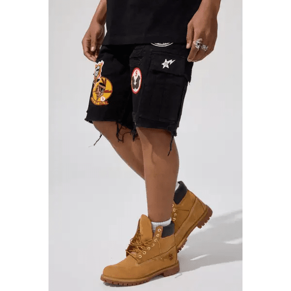 Jordan Craig retro war angels patch cargo shorts by JORDAN CRAIG