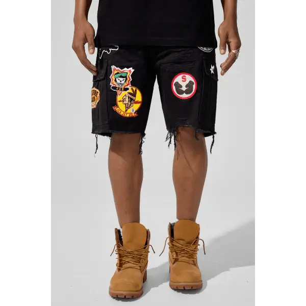 Jordan Craig retro war angels patch cargo shorts by JORDAN CRAIG