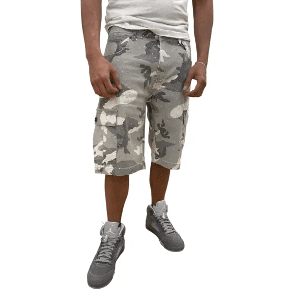 Kindred camo allover rhinestone cargo shorts by Kindred