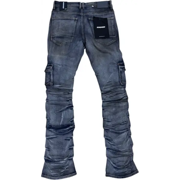 Kindred stacked utility wax coated denim jeans - DENIM