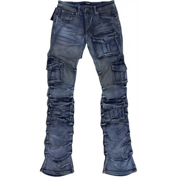 Kindred stacked utility wax coated denim jeans - DENIM