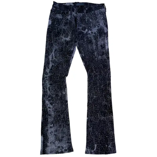 KNDK allover rhinestone stacked denim - DENIM SHORTS