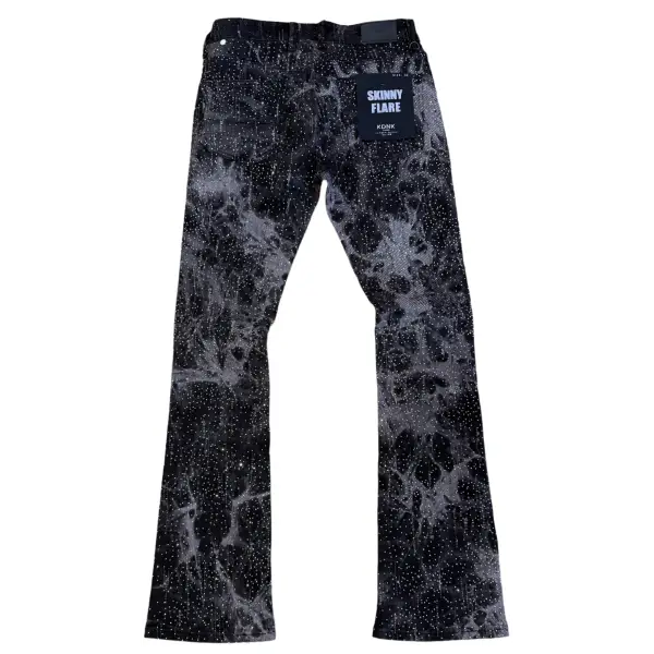 KNDK allover rhinestone stacked denim - DENIM SHORTS