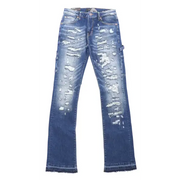 Krome ripped stitched stacked denim - 30W/34L / BLUE - Pants
