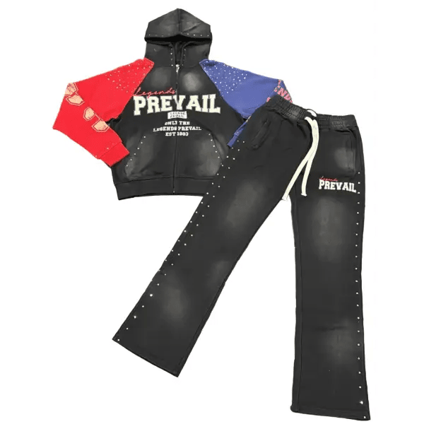 Legends Prevail rhinestone colorblock sweatsuit by TODAYS TREND