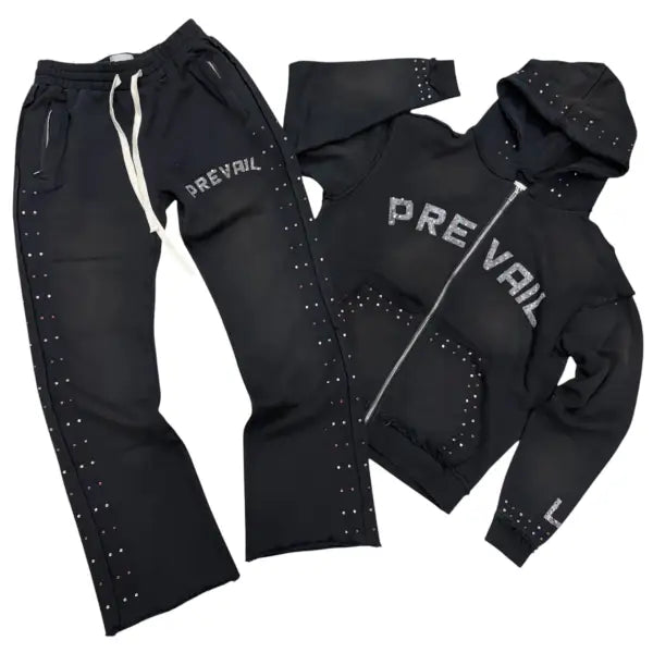 Legends Prevail rhinestone logo sweatsuit - SMALL / BLACK - SWEATSUITS