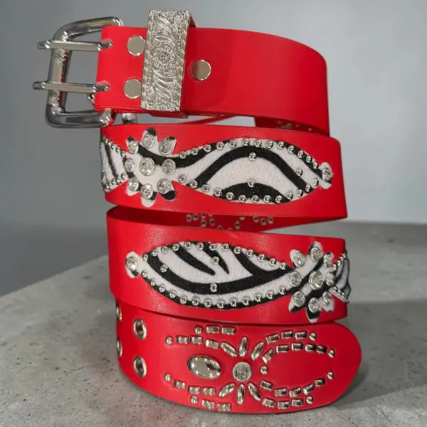 Life Of Desire studded belt - SMALL / RED - BELTS