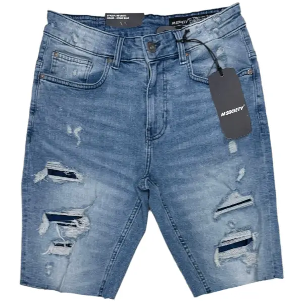 m society ripped repair denim short - SHORTS