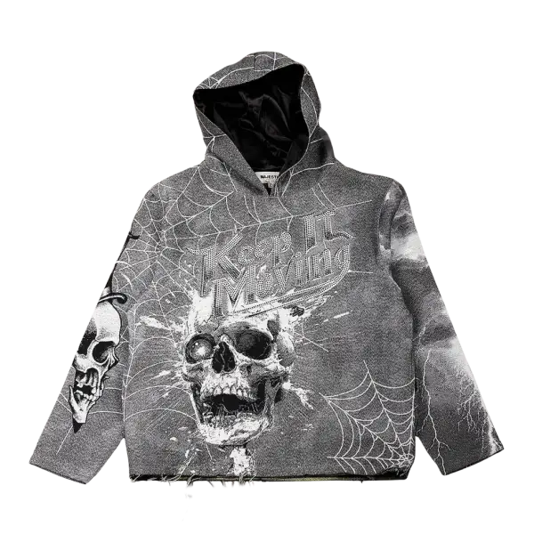 Majestik keep it moving rhinestone hoodie - HOODIE