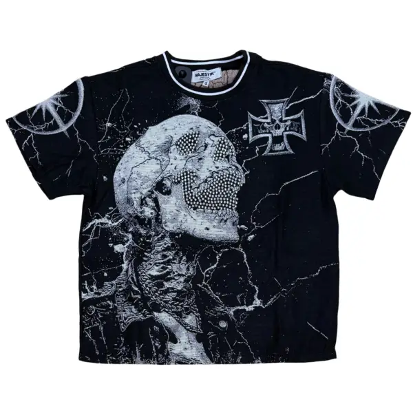 Majestik screaming skull rhinestone t-shirt - T-SHIRT