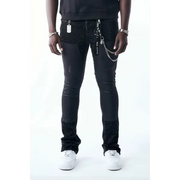 Max Krome stacked waxed rhinestone denim - 30W/34L / BLACK - DENIM