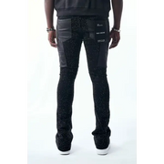 Max Krome stacked waxed rhinestone denim - DENIM