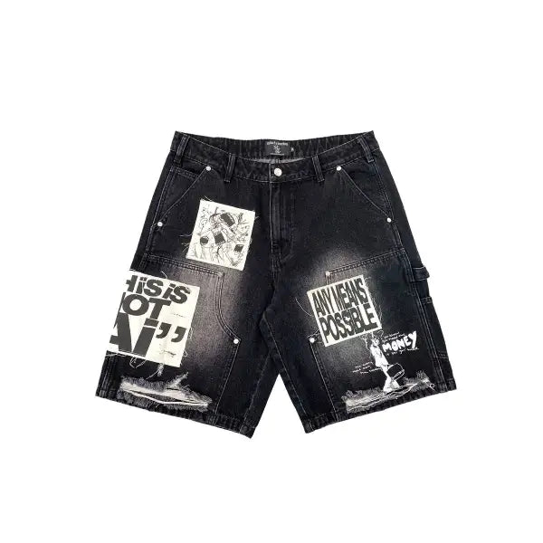Mixed Emotion AI denim shorts - 30W / BLK.WSH - SHORTS