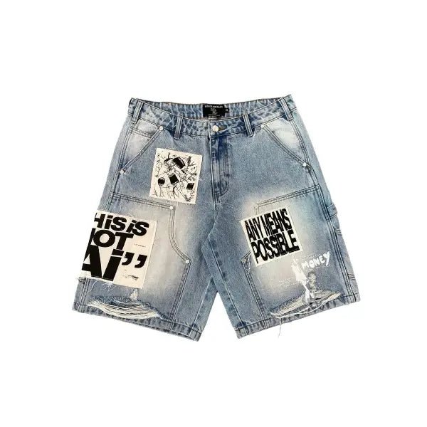 Mixed Emotion AI denim shorts - SHORTS - Cityswagusa.com