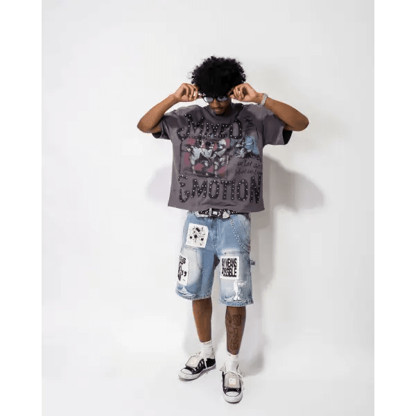Mixed Emotion AI denim shorts - SHORTS - Cityswagusa.com