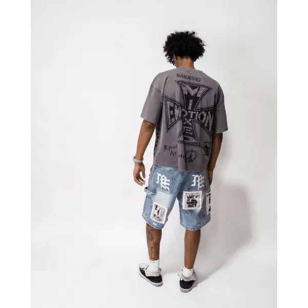 Mixed Emotion AI denim shorts - SHORTS - Cityswagusa.com