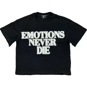 Mixed Emotion black end rhinestone t-shirt - T-SHIRT