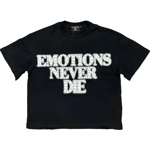 Mixed Emotion black end rhinestone t-shirt - T-SHIRT