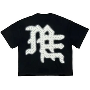 Mixed Emotion black end rhinestone t-shirt - T-SHIRT