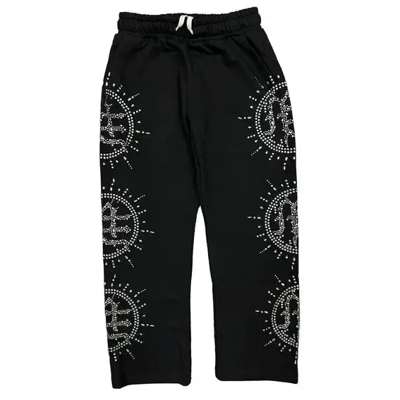Mixed Emotion black rhinestone eclipse sweatpants - SMALL / BLACK - SWEAT PANT