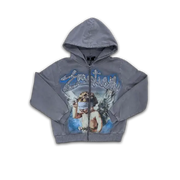 Mixed emotion blindfolded cherub zip up hoodie - HOODIE