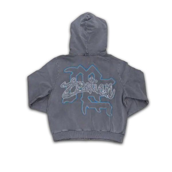 Mixed emotion blindfolded cherub zip up hoodie - HOODIE