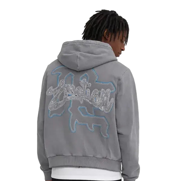Mixed emotion blindfolded cherub zip up hoodie - HOODIE