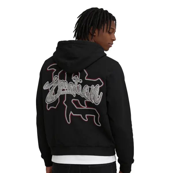 Mixed emotion cupids arrow rhinestone zip up hoodie - HOODIE