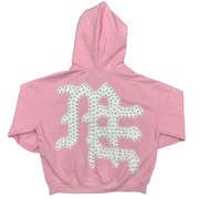 Mixed emotion end rhinestone hoodie - HOODIE