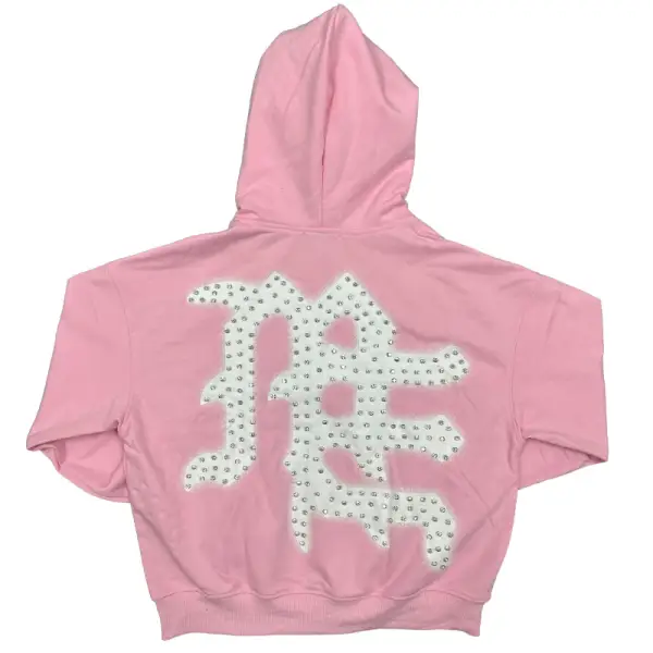 Mixed emotion end rhinestone hoodie - HOODIE