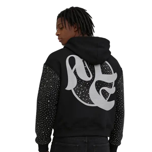 Mixed emotion fallen angels rhinestone hoodie - HOODIE