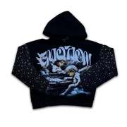 Mixed emotion fallen angels rhinestone hoodie - HOODIE