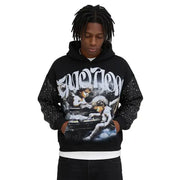 Mixed emotion fallen angels rhinestone hoodie - SMALL / BLACK - HOODIE