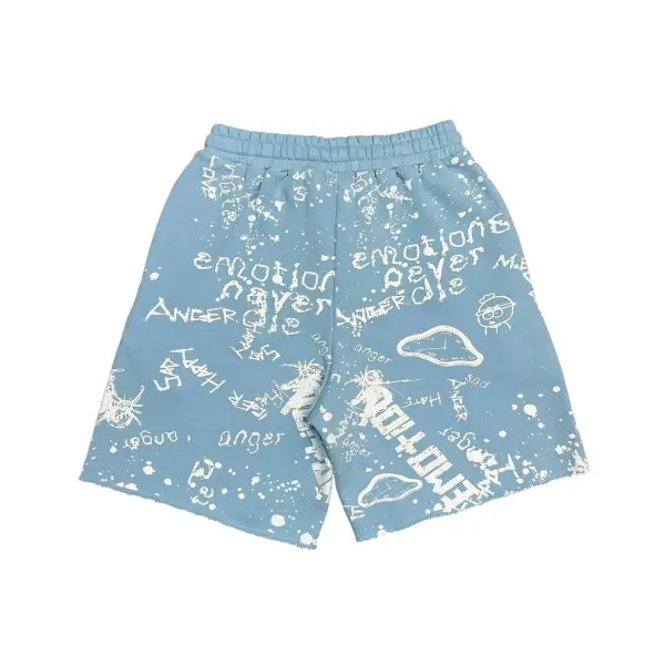 Mixed Emotion graffiti shorts - 2XL / LT.BLU - HOODIE