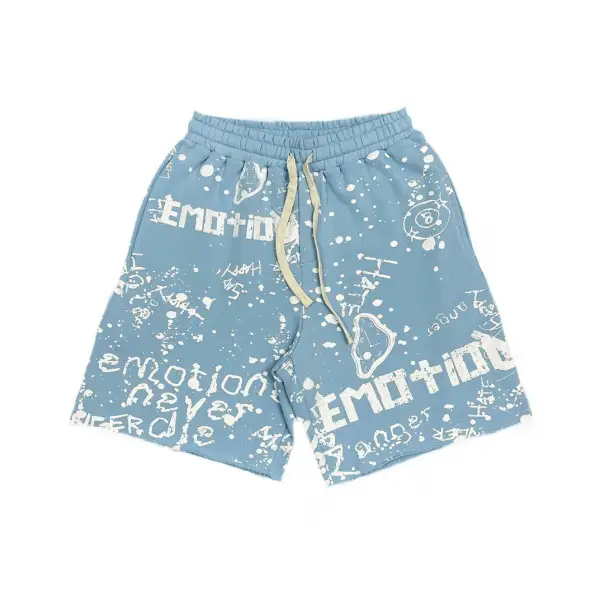 Mixed Emotion graffiti shorts - 2XL / LT.BLU - HOODIE