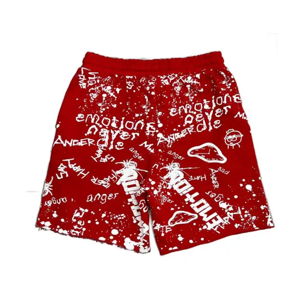 Mixed Emotion graffiti shorts - 2XL / RED - HOODIE