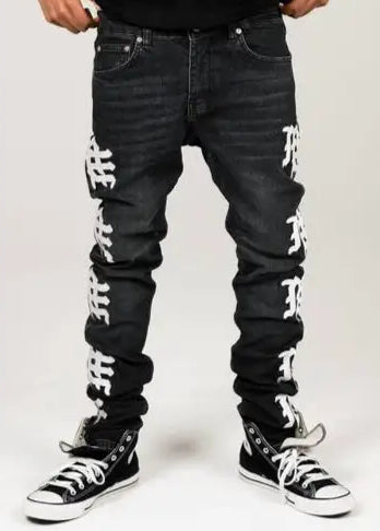 Mixed emotion monogram black wash denim - 30W/34L / BLK.FADE - DENIM