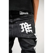 Mixed emotion monogram black wash denim - DENIM