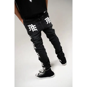 Mixed emotion monogram black wash denim - DENIM