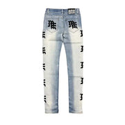 Mixed emotion monogram light blue wash denim - DENIM