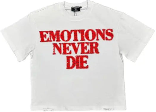 Mixed Emotion red end rhinestone t-shirt - T-SHIRT